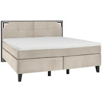BOXSPRINGBETT 160/200 cm  in Taupe  - Taupe/Schwarz, Design, Holz/Textil (160/200cm) - Hom`in