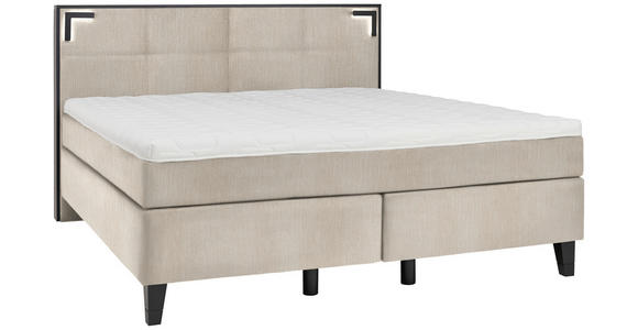 BOXSPRINGBETT 200/200 cm  in Taupe  - Taupe/Schwarz, Design, Holz/Textil (200/200cm) - Hom`in