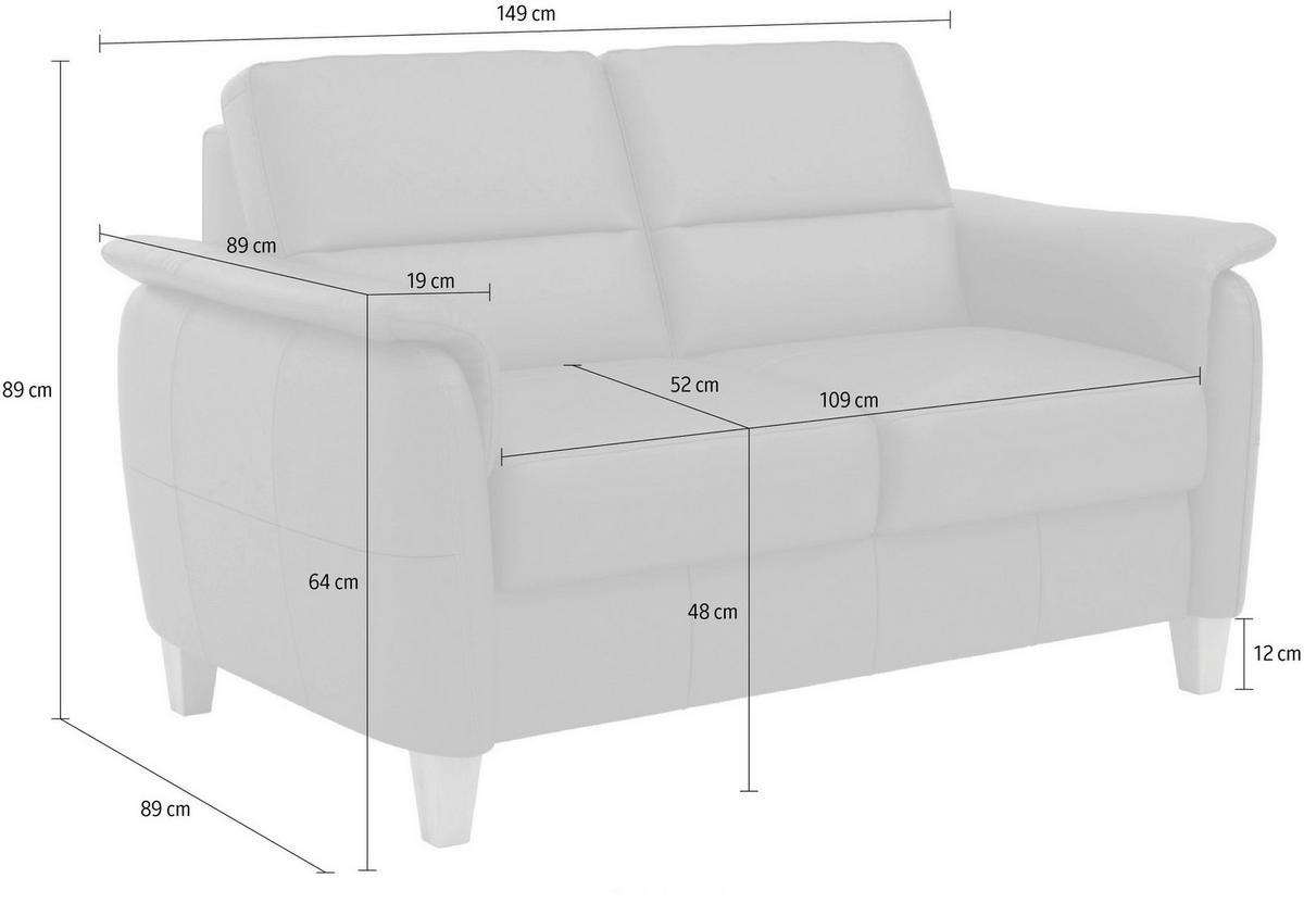 2-SITZER-SOFA Echtleder Anthrazit  - Eichefarben/Anthrazit, Basics, Leder/Holz (149/89/89cm) - Sit & More