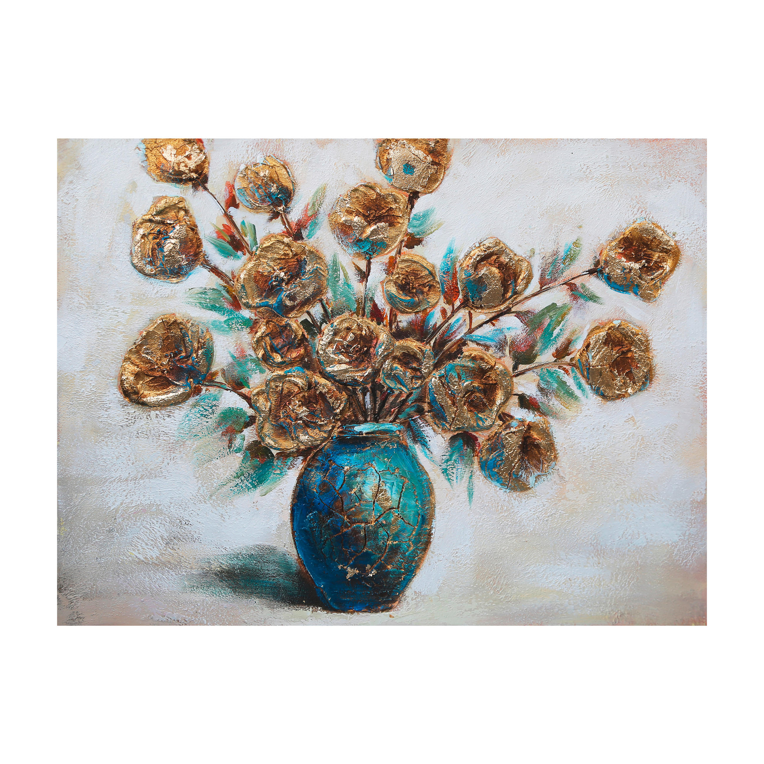 OLJNA SLIKA  120/70 cm   - zlate barve/modra, Konvencionalno, tekstil/les (120/70cm) - Monee