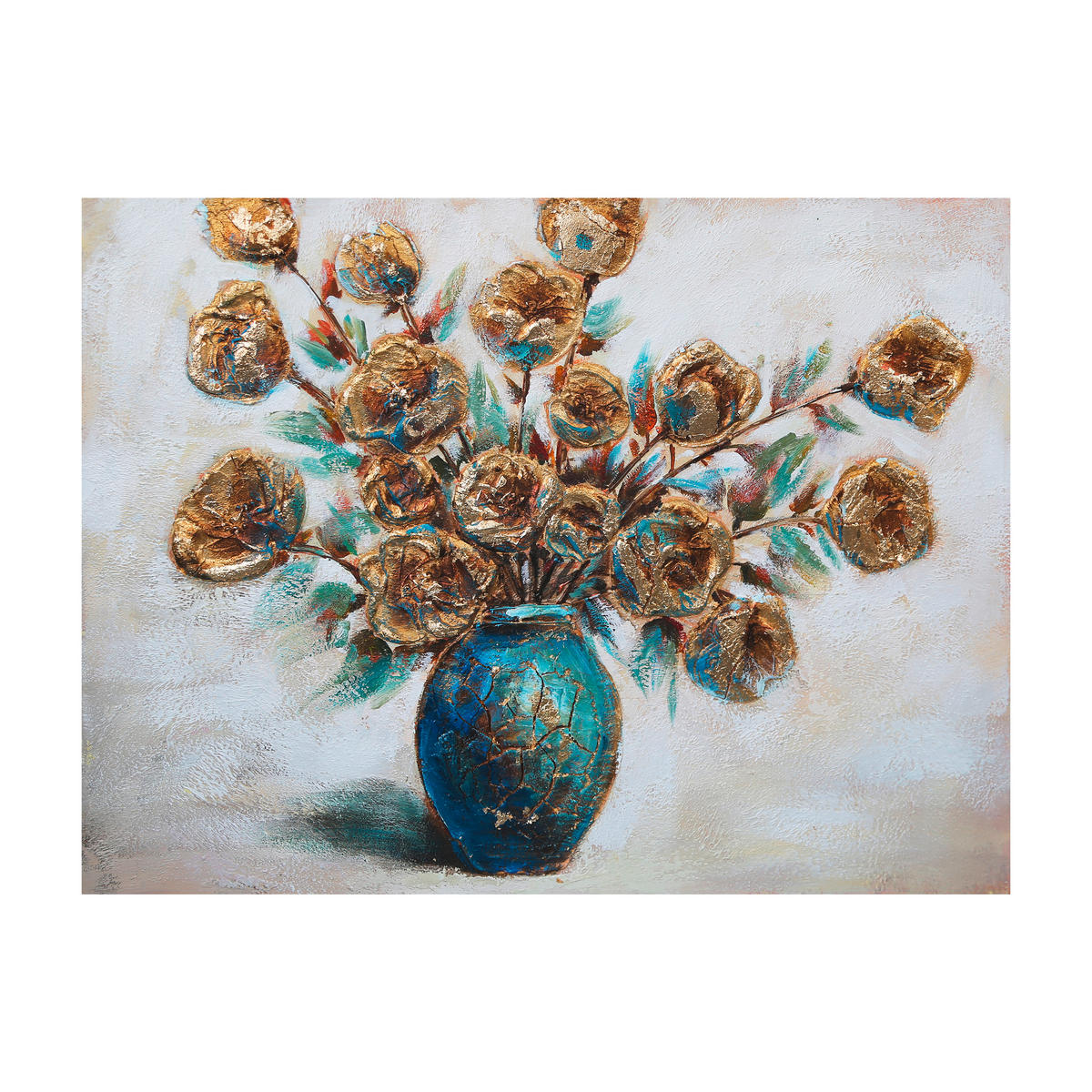 OLJNA SLIKA  120/70 cm   - zlate barve/modra, Konvencionalno, tekstil/les (120/70cm) - Monee