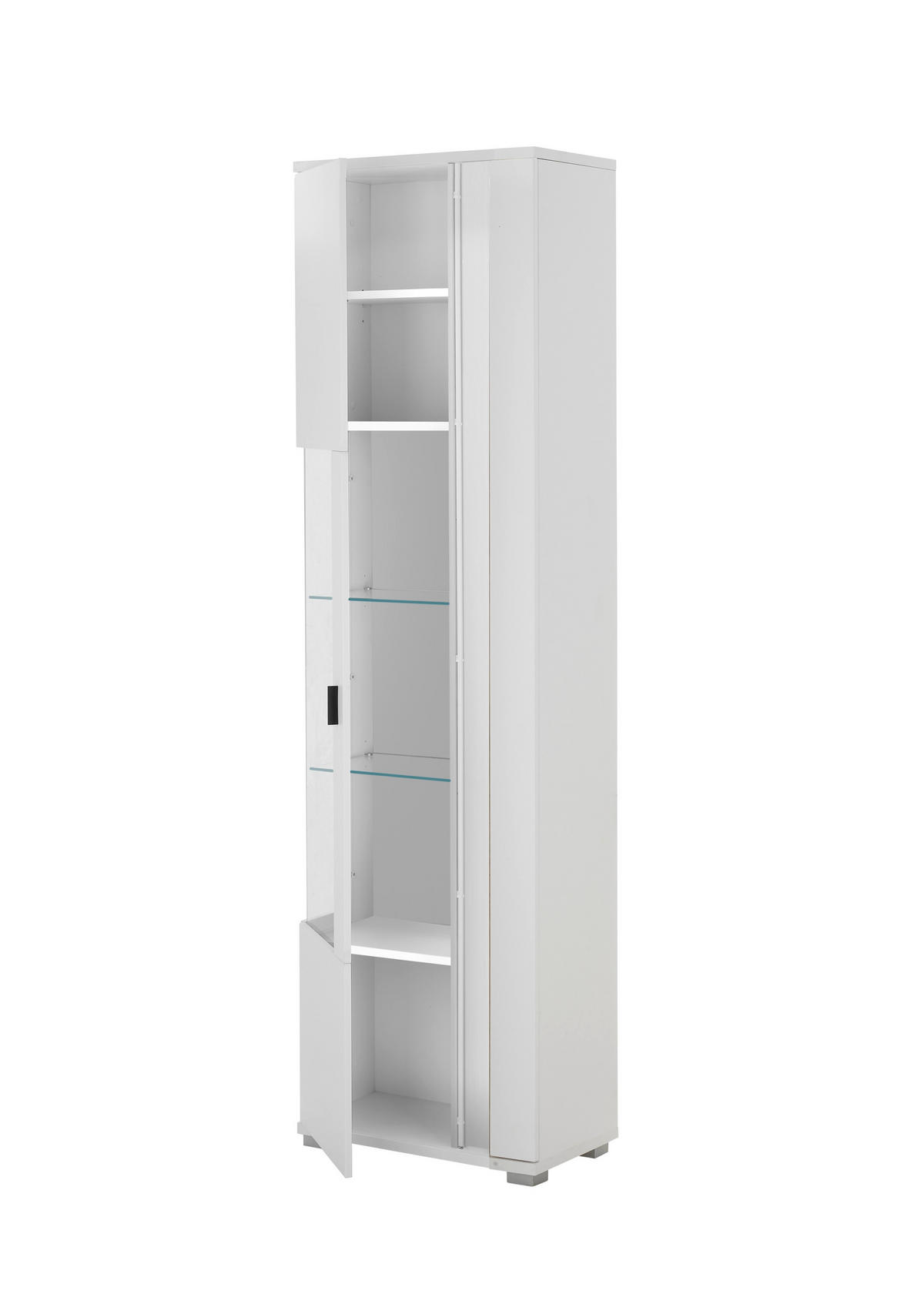 VITRINE in Weiß  - Silberfarben/Schwarz, Design, Glas/Holzwerkstoff (55/200/35cm) - MID.YOU