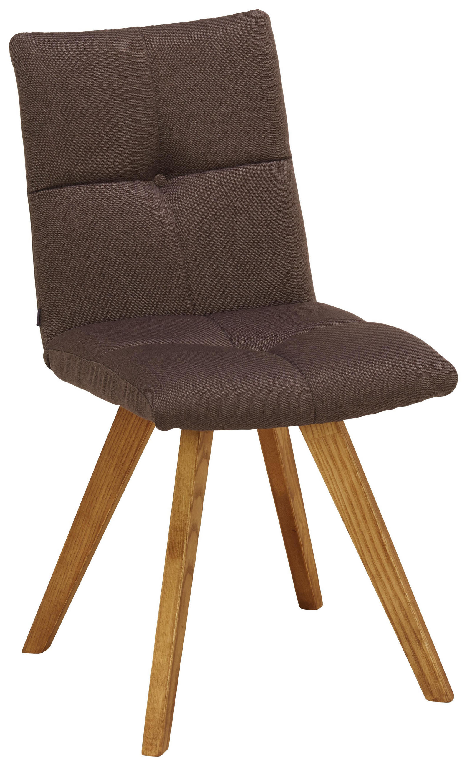 Stuhl in Holz, Textil Braun, Eichefarben