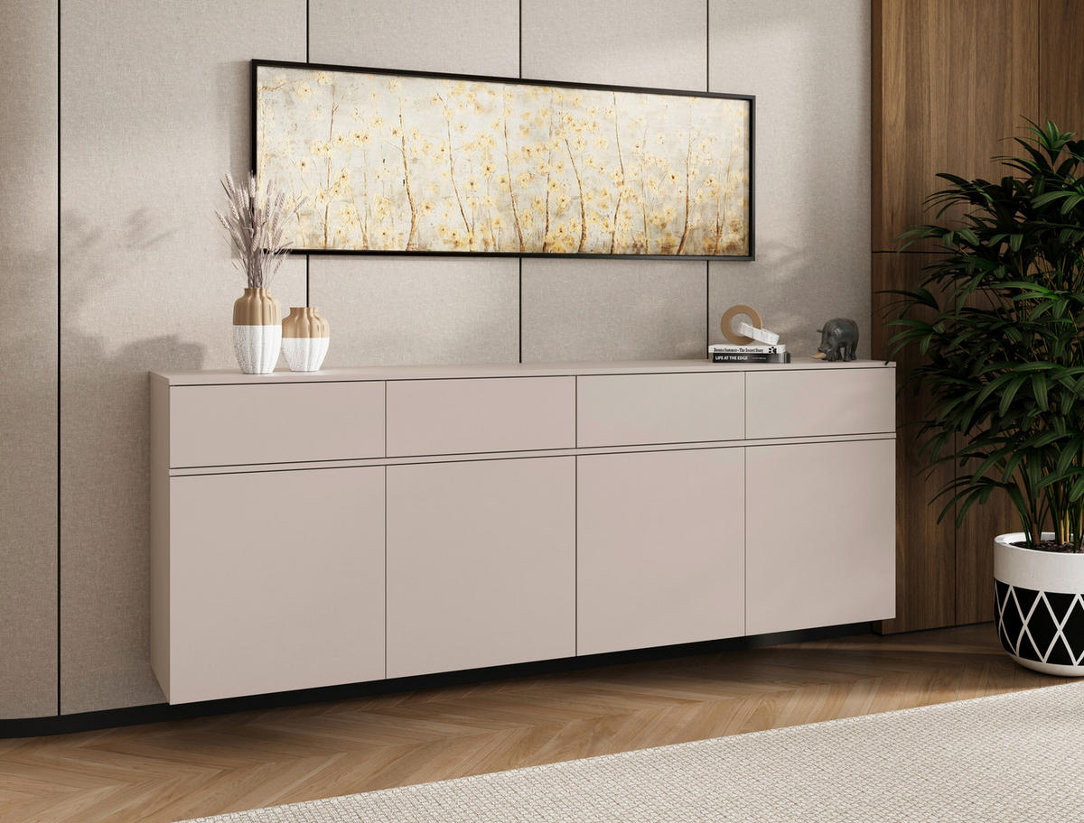 SIDEBOARD  220/80/40 cm 4 Schublade(n)  - Kaschmir/Silberfarben, Design, Holzwerkstoff/Kunststoff (220/80/40cm) - Xora