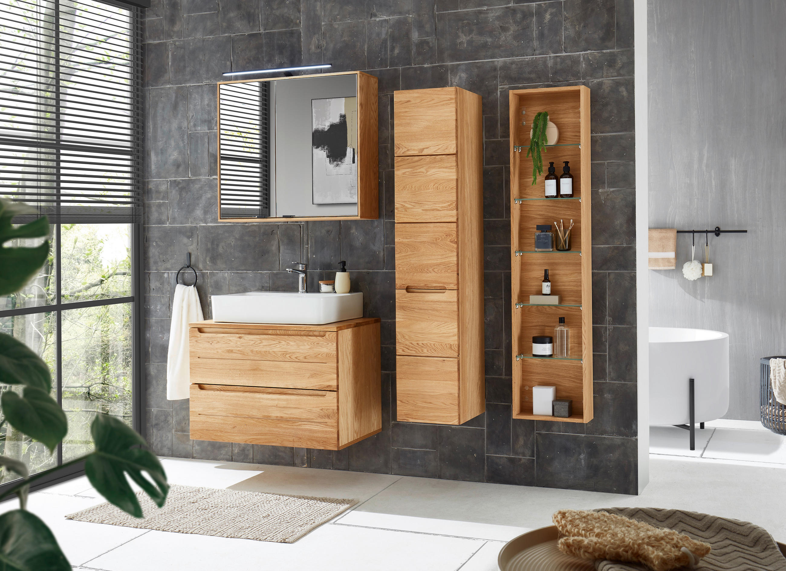 WASCHBECKEN 61/13/42 cm  - Weiß, Basics, Keramik (61/13/42cm) - Linea Natura