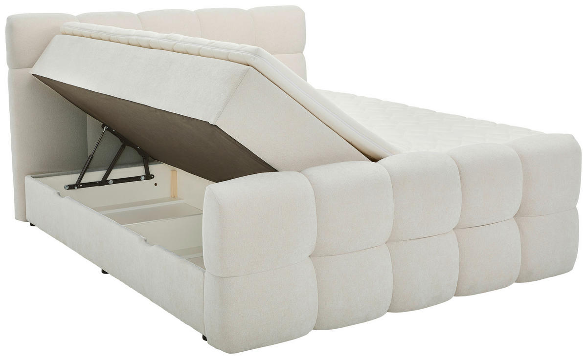 BOXBETT 180/200 cm  in Ecru  - Ecru/Schwarz, Design, Holz/Kunststoff (180/200cm) - Moderano
