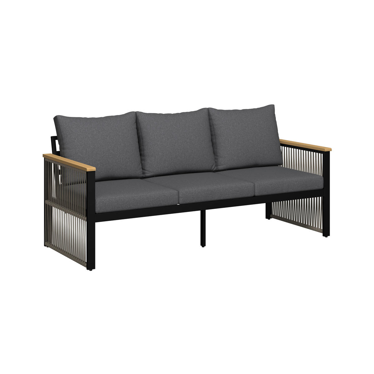 LOUNGESOFA  - Anthrazit/Teakfarben, MODERN, Holz/Metall (190/75.5/73cm) - Ambia Garden