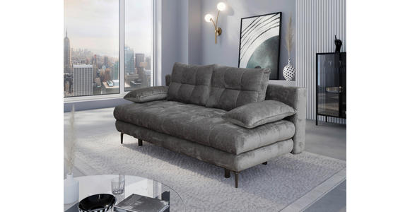 SCHLAFSOFA  mit Liegefunktion, Schlafen auf Sitzhöhe, Rücken echt Chenille Graphitfarben  - Schwarz/Graphitfarben, KONVENTIONELL, Textil/Metall (203/94/96cm) - Carryhome