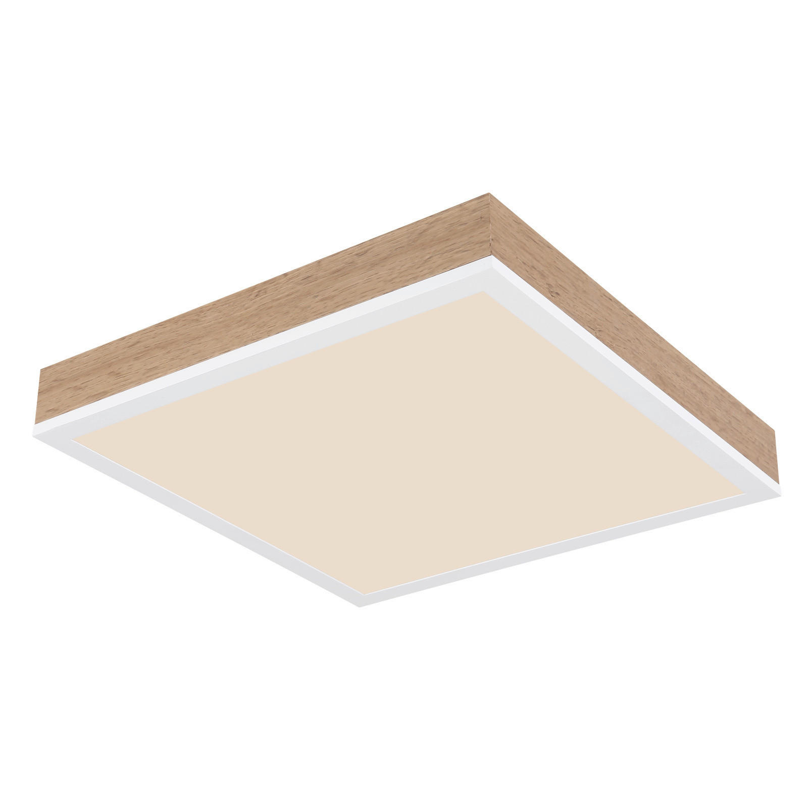 LED-TAKLAMPA 12 W 30/30/6 cm  - vit/opal, Natur, metall/trä (30/30/6cm) - Globo