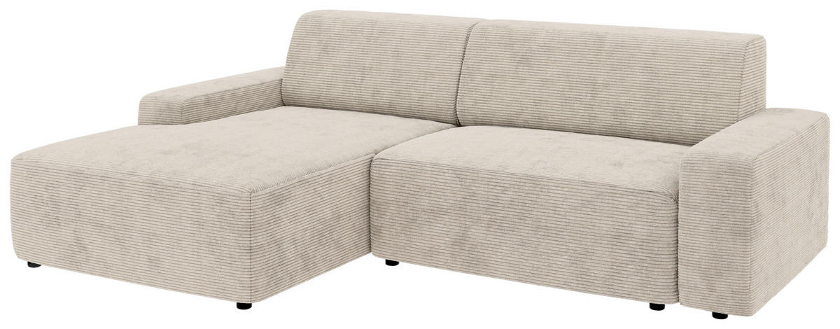 ECKSOFA in Cord Creme  - Creme/Schwarz, Modern, Kunststoff/Textil (162/246cm) - Trendmanufaktur