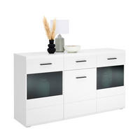 ŠIROKÁ KOMODA, antracitová, bílá, 150/84,6/41,6 cm - bílá/antracitová, Basics, kompozitní dřevo/plast (150/84,6/41,6cm) - Hom`in