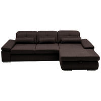 ECKSOFA  in Flachgewebe Mokka  309/195 cm  - Chromfarben/Mokka, Design, Textil (309/195cm) - Beldomo Style