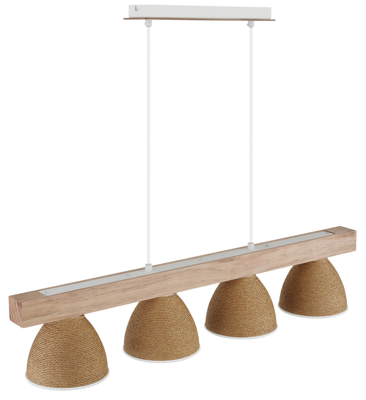 HÄNGELEUCHTE Lyndon 75/15/120 cm   - Braun/Weiß, Natur, Holz/Papier (75/15/120cm) - Globo