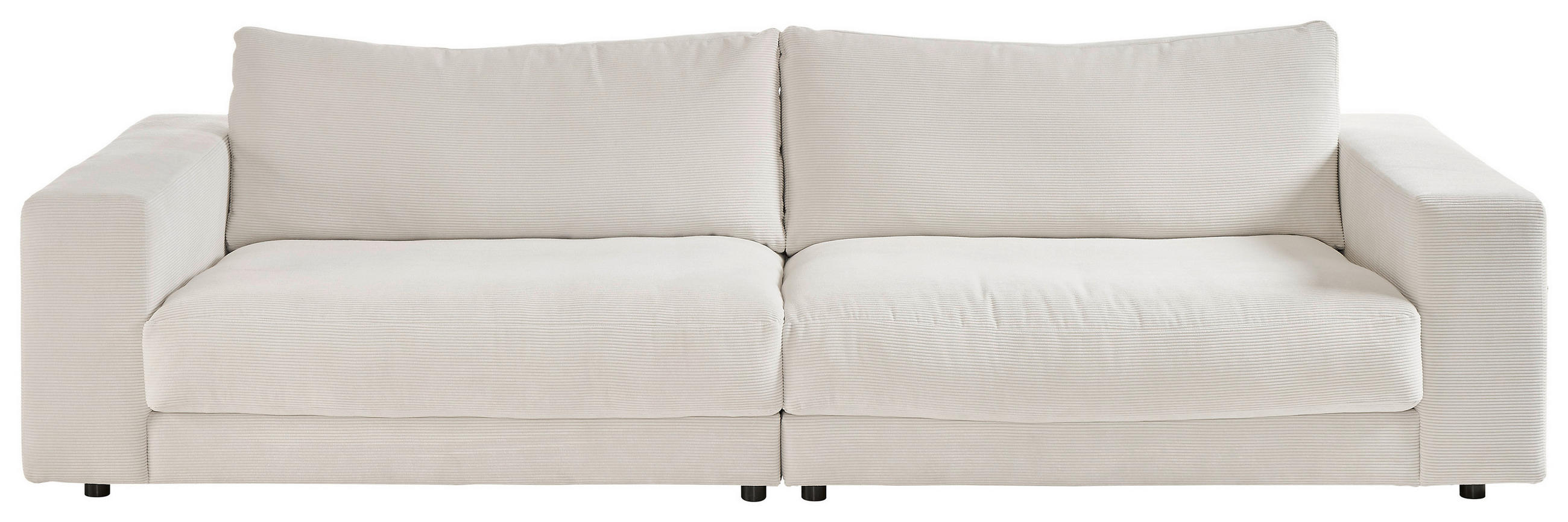 3-SITZER-SOFA in Feincord Weiss  - Weiss/Schwarz, Design, Kunststoff/Textil (290/86/127cm) - Lomoco