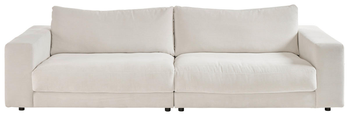 3-SITZER-SOFA in Feincord Weiss  - Weiss/Schwarz, Design, Kunststoff/Textil (290/86/127cm) - Lomoco