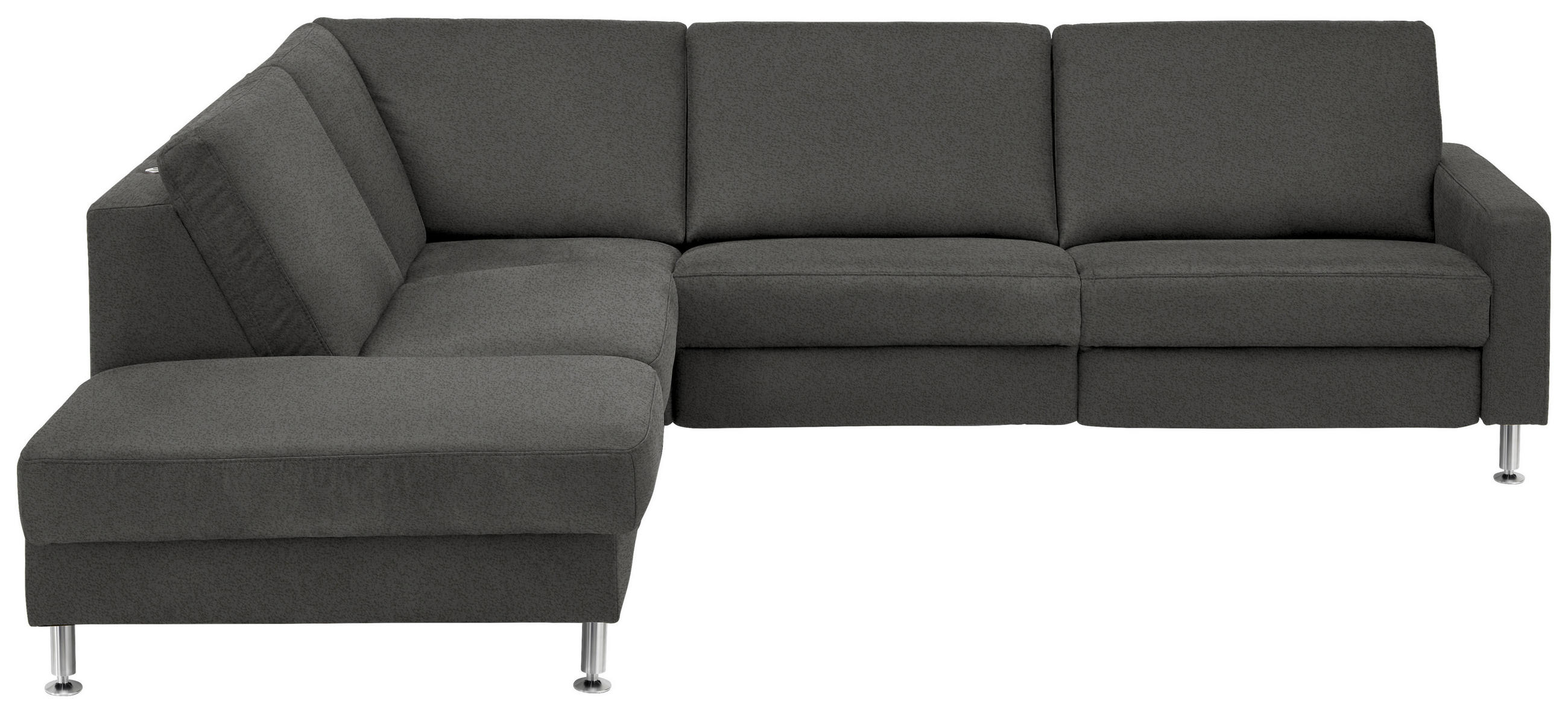 ECKSOFA in Mikrofaser Anthrazit  - Anthrazit/Alufarben, Design, Textil/Metall (242/275cm) - Dieter Knoll