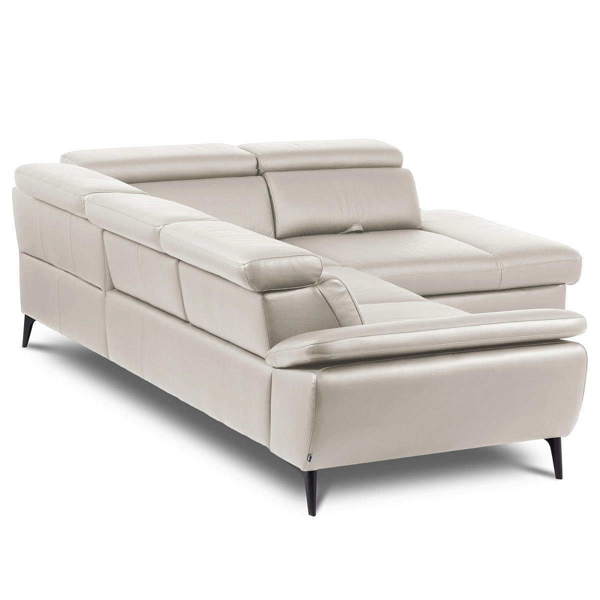 ECKSOFA  in Lederlook Echtleder Platinfarben  274/220 cm  - Platinfarben/Schwarz, Design, Leder/Textil (274/220cm) - Livetastic