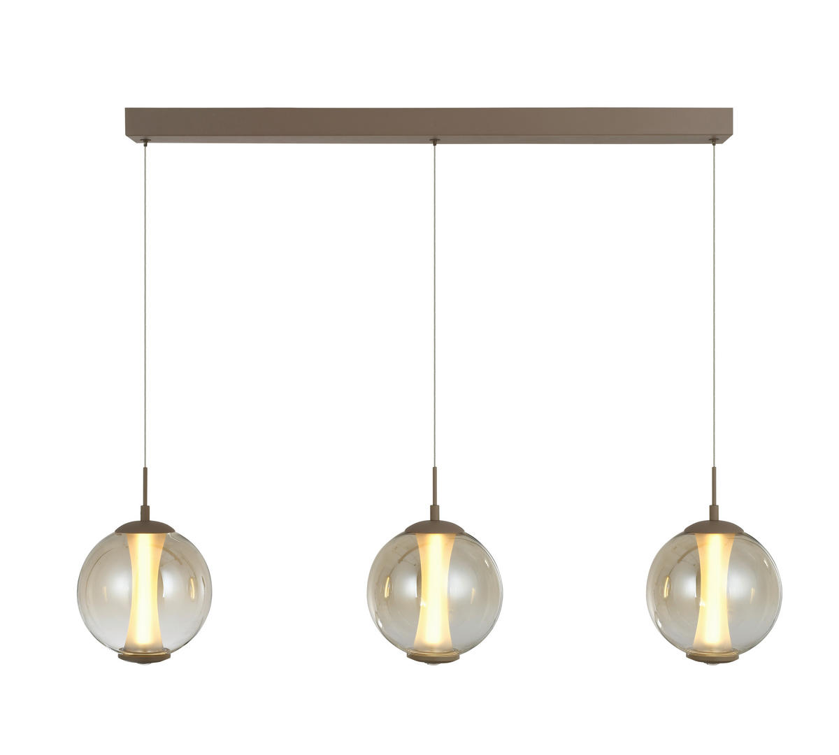 LED-HÄNGELEUCHTE Orleans 94/150/18 cm  - Sandfarben, Design, Glas/Metall (94/150/18cm)