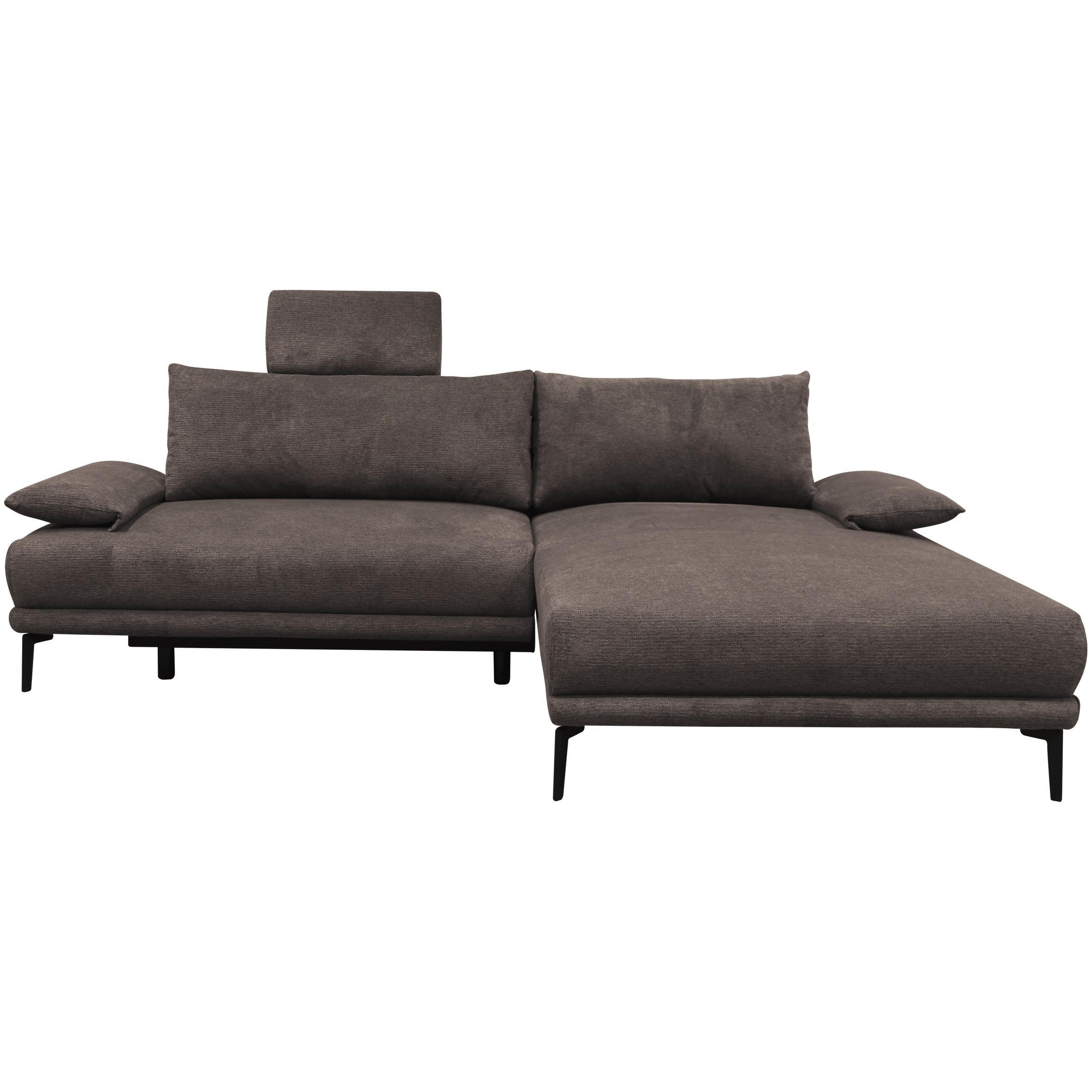 ECKSOFA Graubraun Webstoff  - Graubraun/Schwarz, Design, Textil/Metall (260/192cm) - MID.YOU