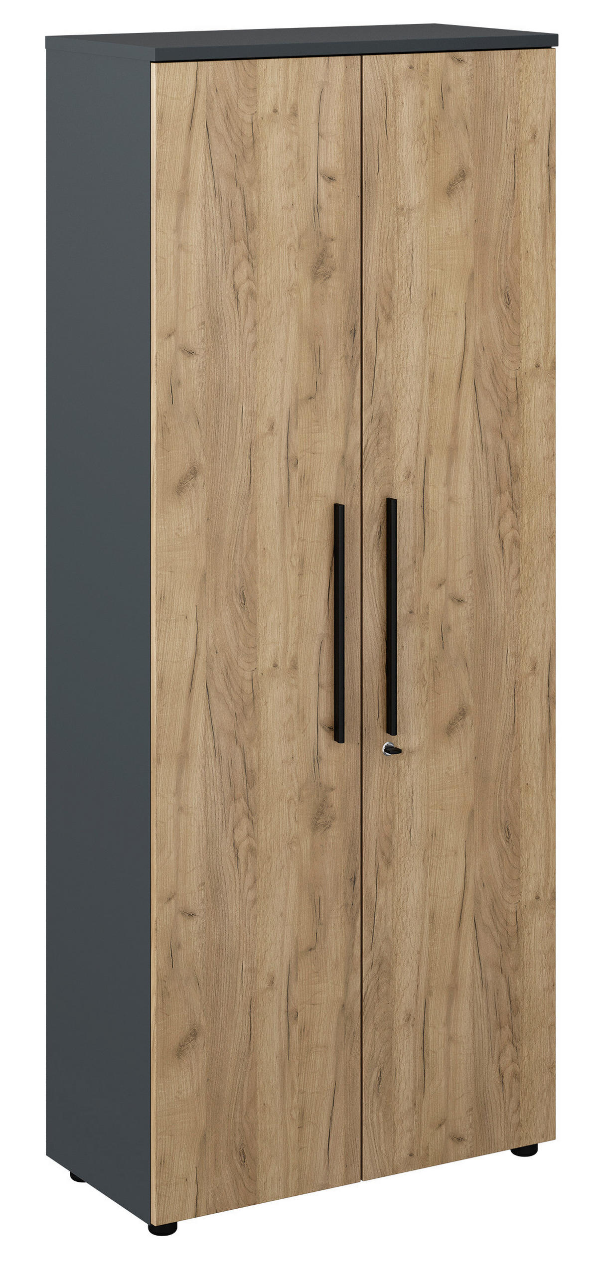 SKRINKA NA DOKUMENTY, antracitová, dub artisan, 80/196,4/40 cm - antracitová/dub artisan, Konventionell, kompozitné drevo (80/196,4/40cm) - Voleo