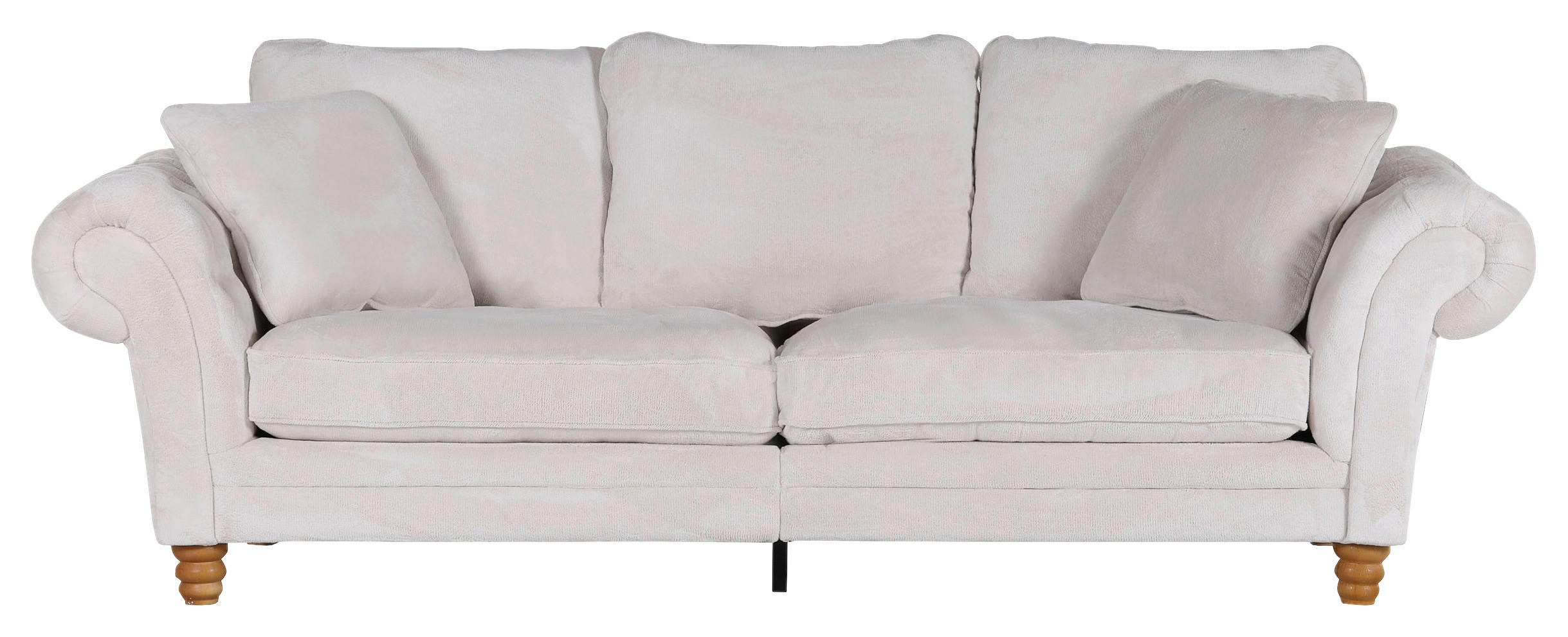 BIG SOFFA i plysch vit  - vit/furufärgad, Trend, trä/textil (273/85/110cm) - MID.YOU