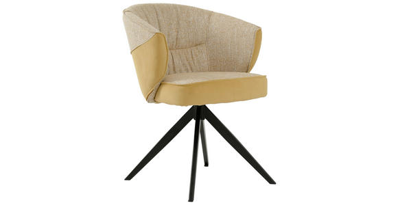 ARMLEHNSTUHL in Eisen Webstoff, Mikrofaser - Gelb/Schwarz, Design, Textil/Metall (61/82,5/62,5cm) - Novel