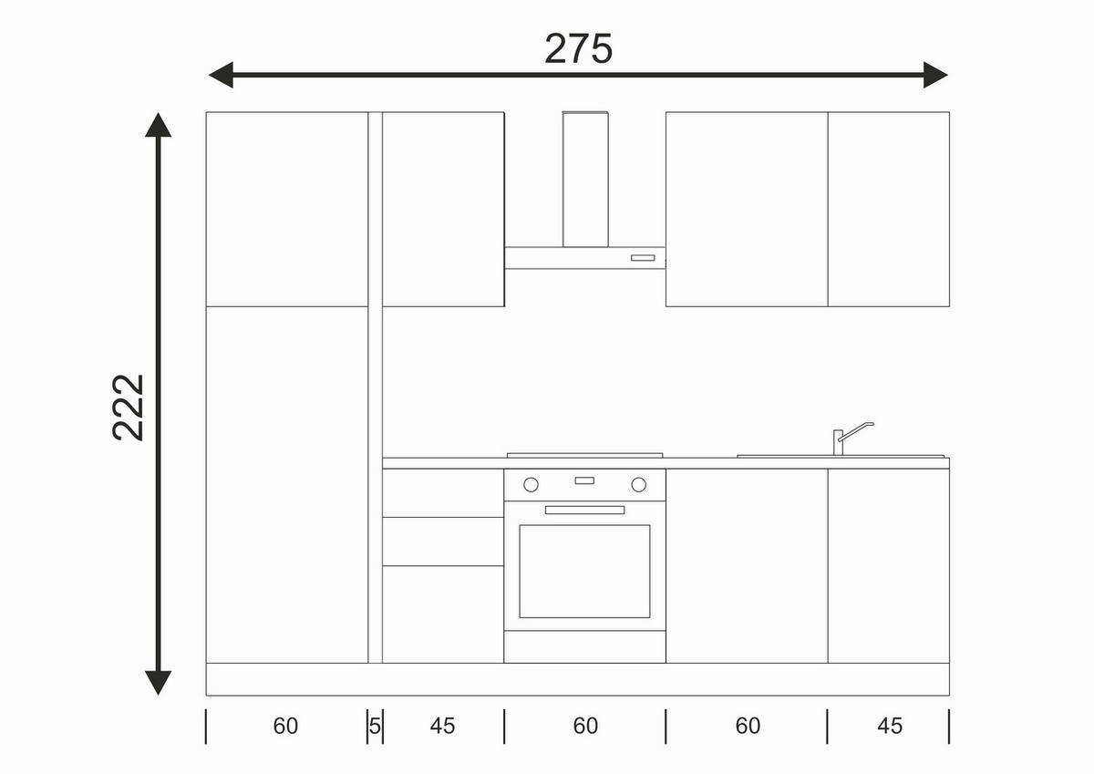 KUHINJSKI BLOK - bela, leseni material (275/222/60cm) - Italstyle