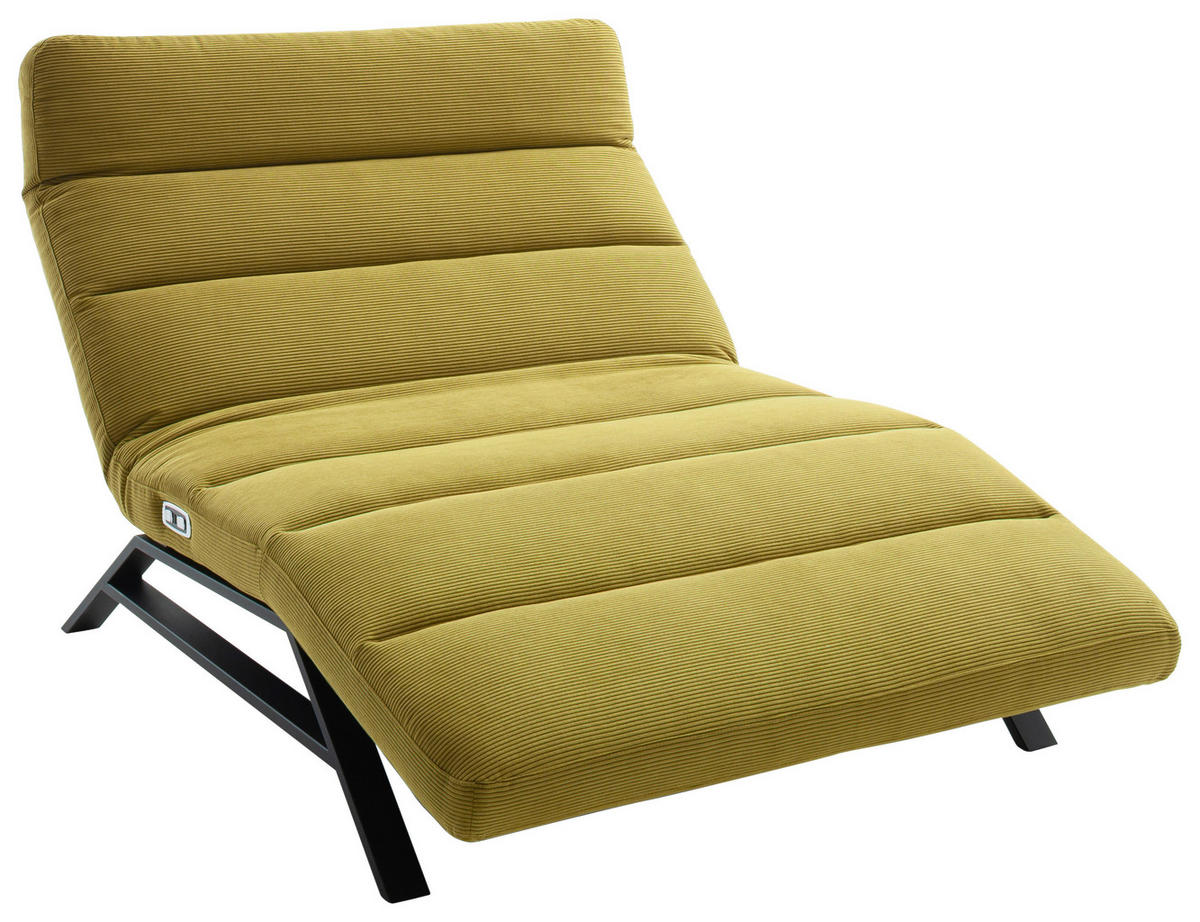 RELAXLIEGE Cord Hellgrün  - Schwarz/Hellgrün, Design, Textil/Metall (120/54-113/158-198cm) - Pure Home Lifestyle