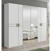 DULAP CU UșI ROTATIVE, 225/210/58 cm, alb, culoare crom - alb/culoare crom, Basics, plastic/material pe bază de lemn (225/210/58cm) - Carryhome