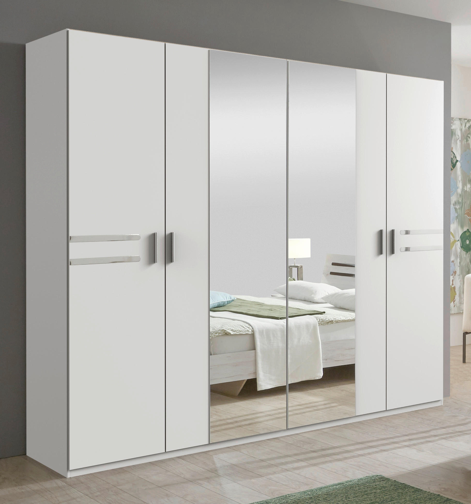 Dulap Cu Uși Rotative, 225/210/58 cm, alb, culoare crom