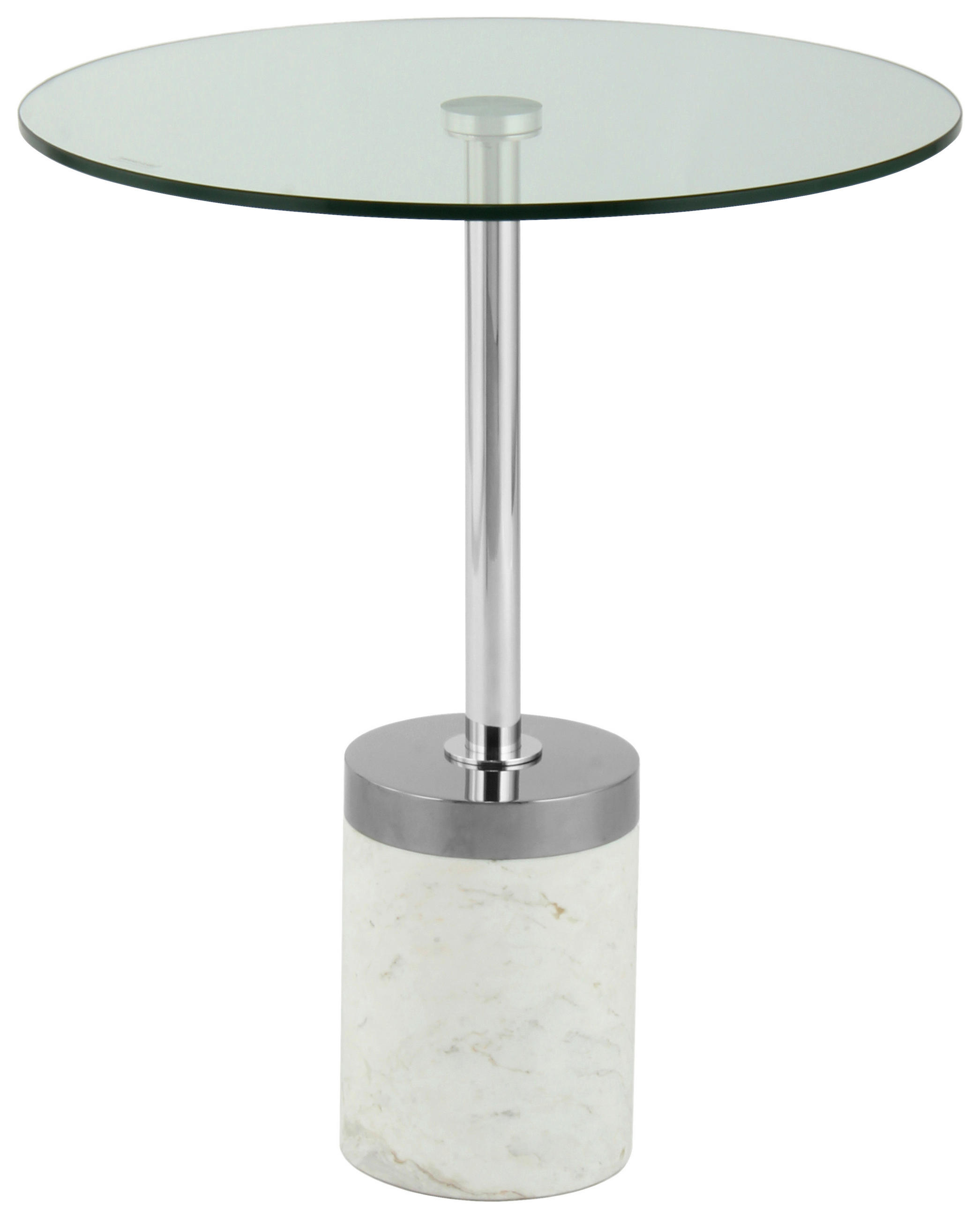 BEISTELLTISCH Metall, Glas, Stein 46/46/53 cm  - Weiss/Silberfarben, Design, Glas/Stein (46/46/53cm) - Kayoom