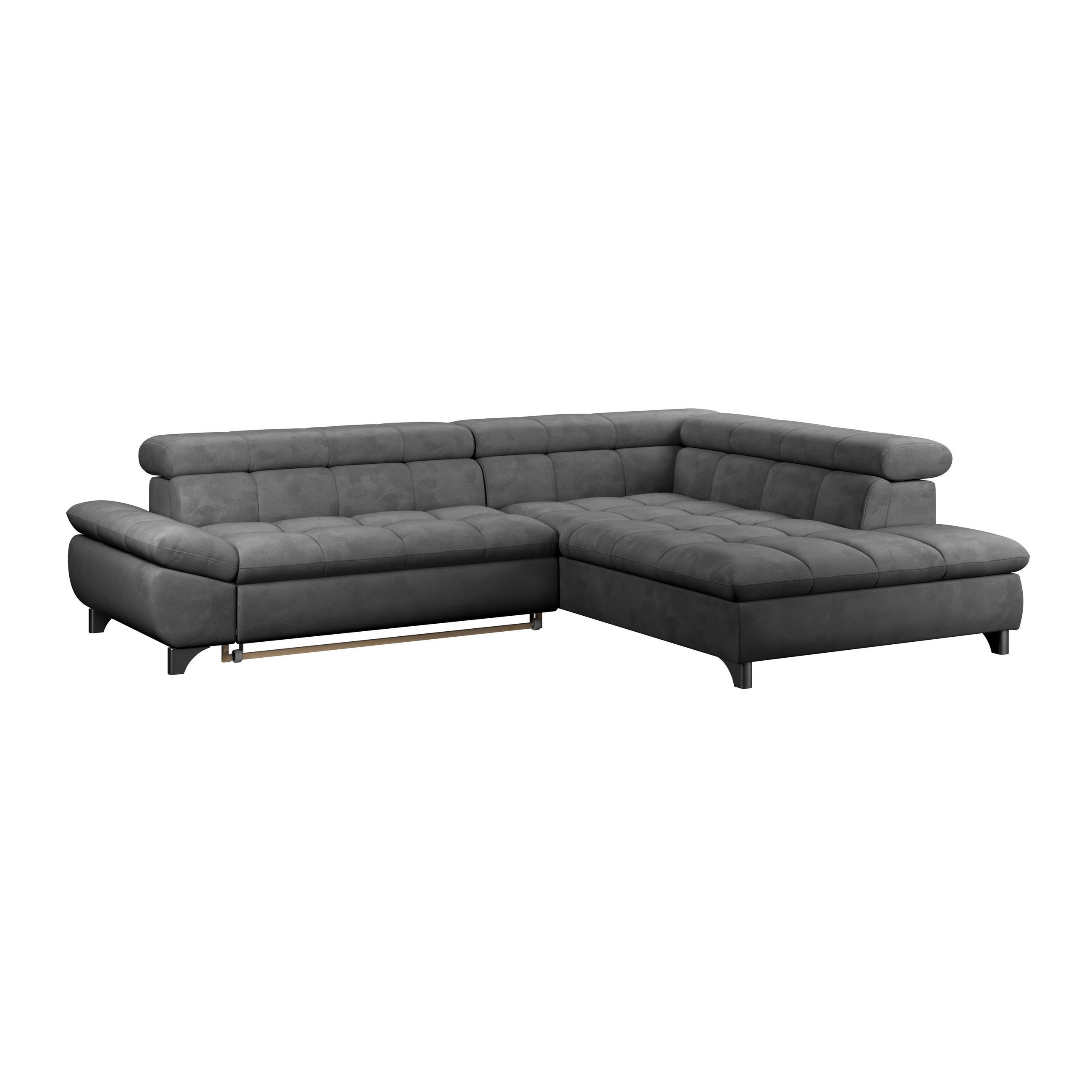 ECKSOFA Dunkelgrau Chenille  - Chromfarben/Dunkelgrau, KONVENTIONELL, Textil/Metall (312/234cm) - Livetastic