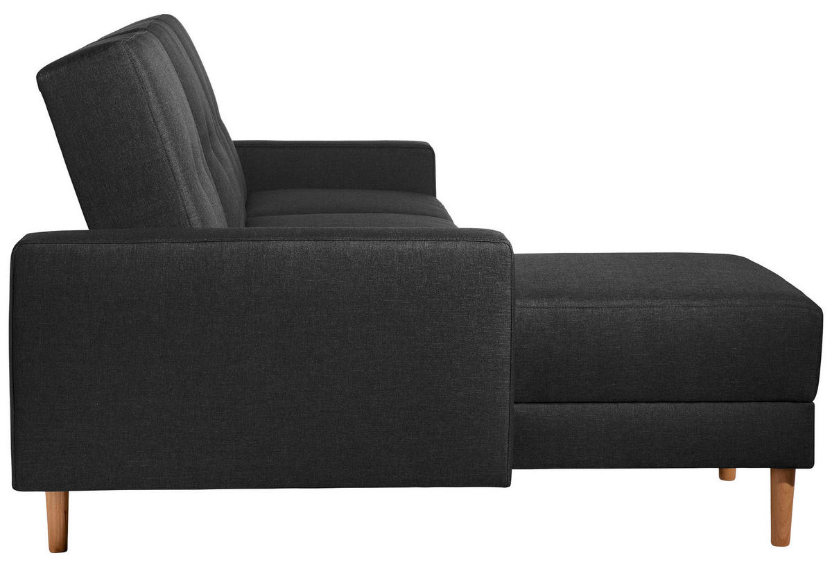 ECKSCHLAFSOFA Schwarz Flachgewebe  - Erlefarben/Schwarz, Design, Holz/Textil (230/93/152cm) - Max Winzer