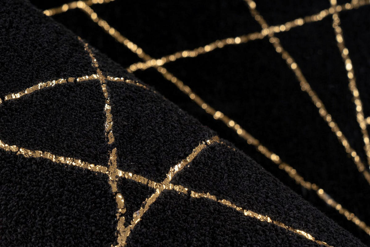 FLACHWEBETEPPICH 120/170 cm Bijou 125 Schwarz / Gold  - Goldfarben/Schwarz, Konventionell, Textil (120/170cm)