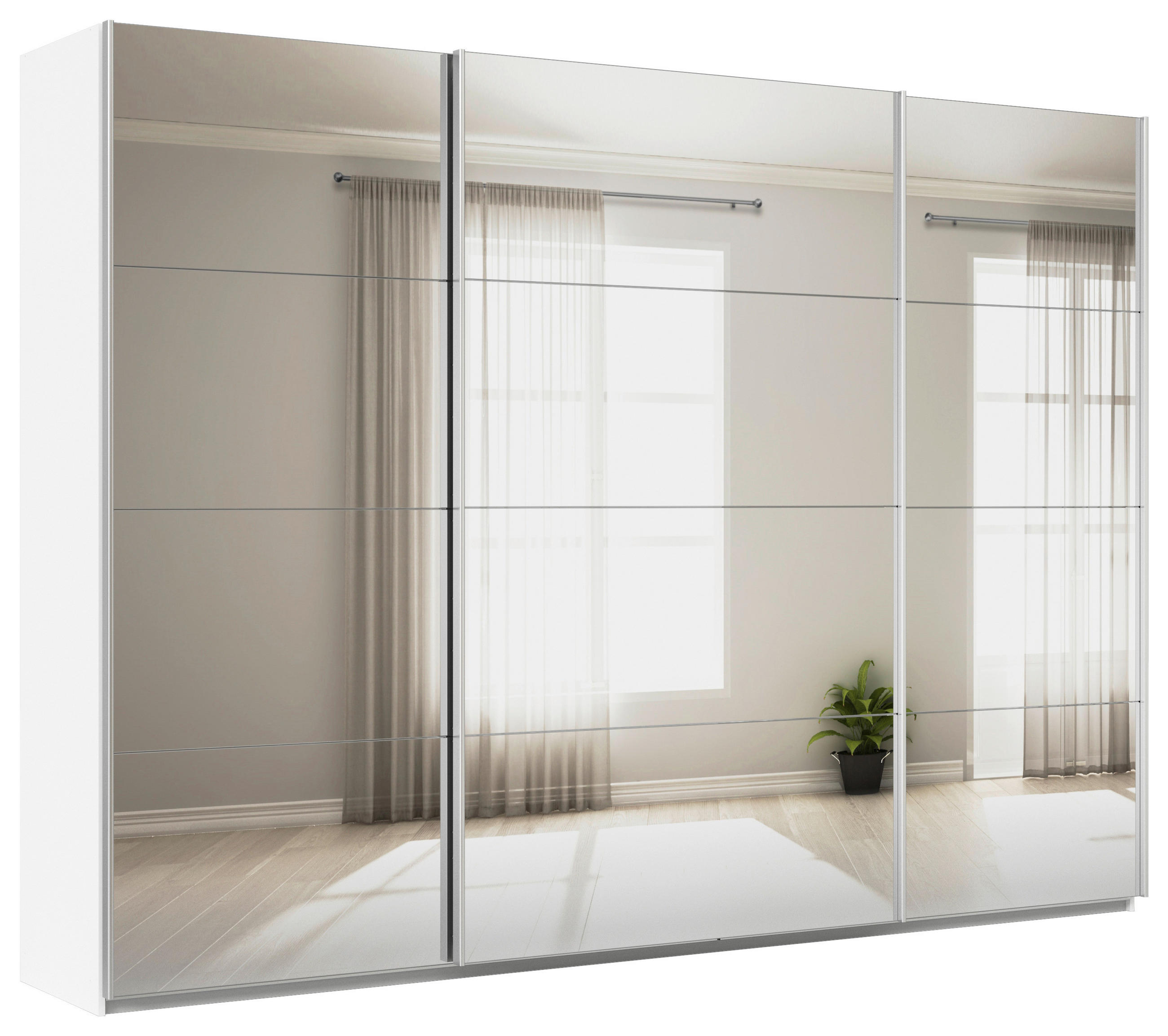 SCHWEBETÜRENSCHRANK in Weiss - Weiss/Alufarben, Konventionell, Glas/Holzwerkstoff (315/229/62cm) - Xora