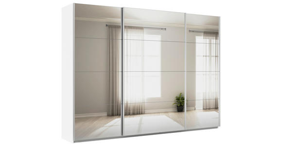 SCHWEBETÜRENSCHRANK in Weiß - Alufarben/Weiß, KONVENTIONELL, Glas/Holzwerkstoff (315/229/62cm) - Xora
