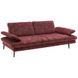 3-SITZER-SOFA in Velours Dunkelrot  - Beige/Schwarz, Design, Textil/Metall (222/89/104cm) - Dieter Knoll