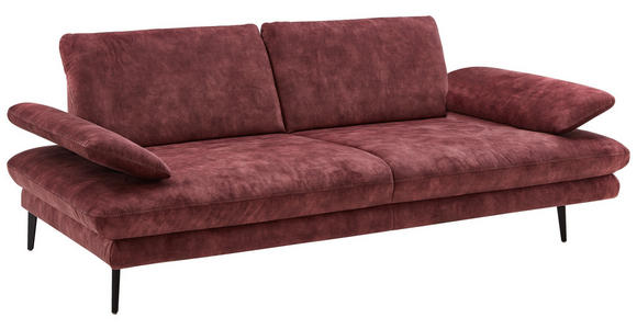 3-SITZER-SOFA in Velours Dunkelrot - Beige/Schwarz, Design, Textil/Metall (222/89/104cm) - Dieter Knoll