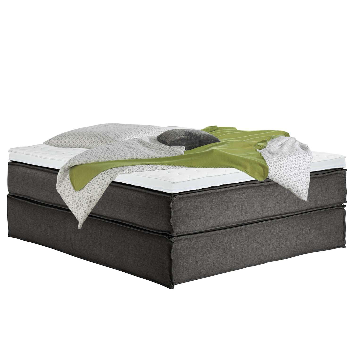 BOXSPRINGBETT 160/200 cm  in Anthrazit  - Anthrazit/Schwarz, Design, Textil (160/200cm) - home24