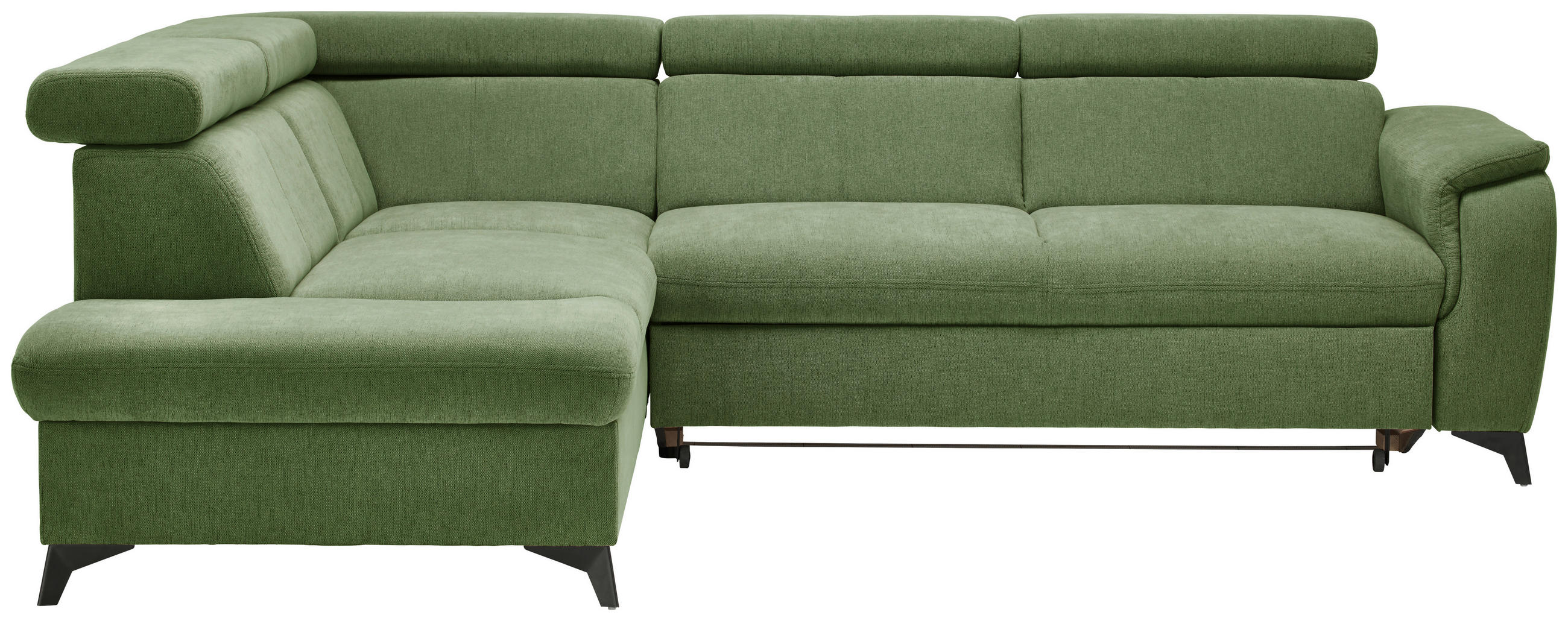 ECKSOFA Hellgrün Chenille  - Schwarz/Hellgrün, Design, Textil/Metall (203/260cm) - Stylife