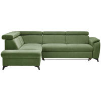 Ecksofa inkl. Funktionen in Chenille Hellgrün  - Schwarz/Hellgrün, Design, Textil/Metall (203/260cm) - Stylife