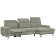 ECKSOFA in Webstoff Hellgrau  - Hellgrau/Schwarz, LIFESTYLE, Textil/Metall (310/180cm) - Valnatura