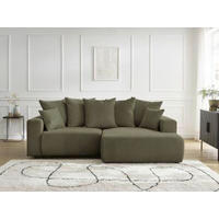 ECKSOFA Ottomane rechts  ATILLA Grün Flachgewebe  - Schwarz/Grün, MODERN, Kunststoff/Textil (244/149cm)