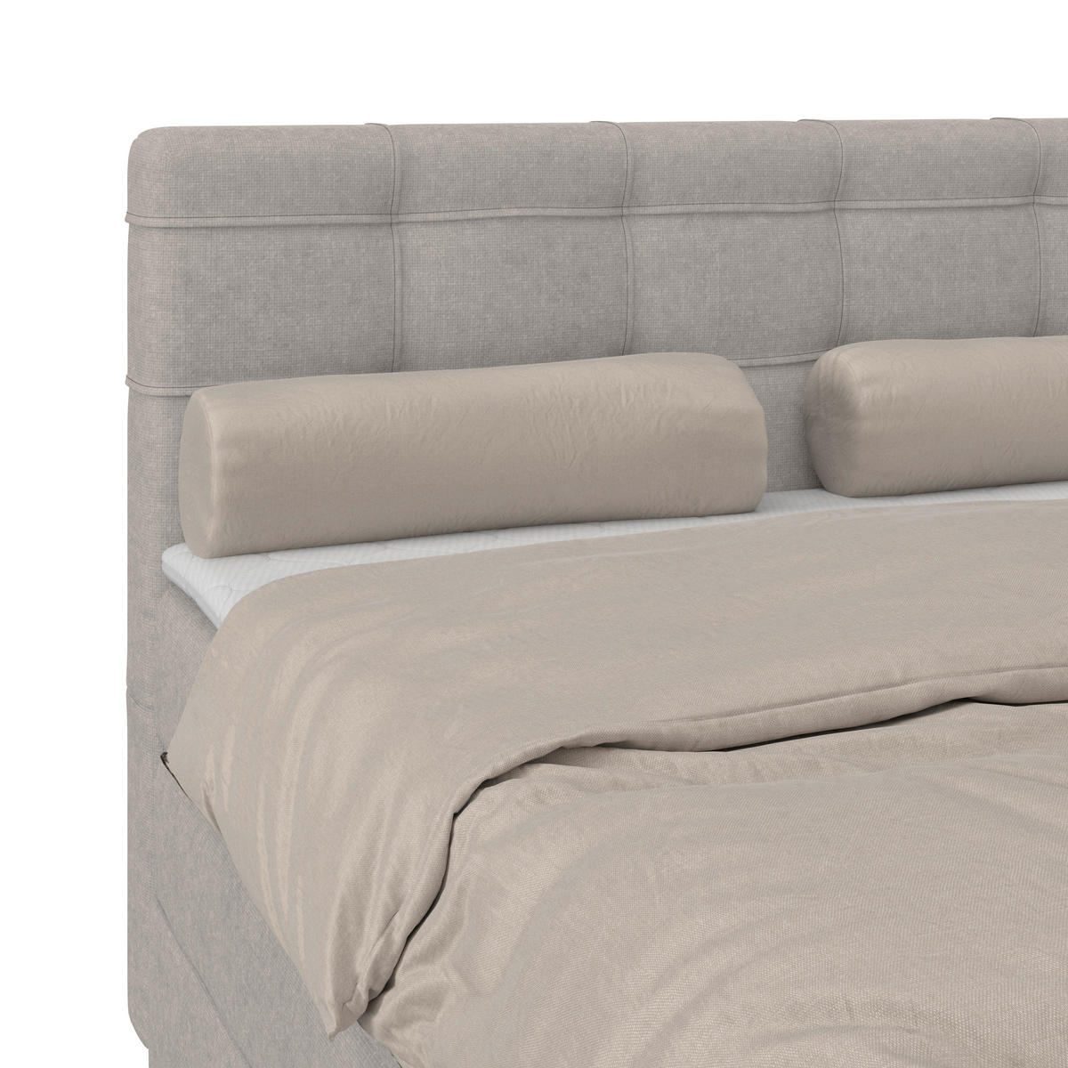 BOXSPRINGBETT 140/200 cm,  in Lavagrau, H3 = fest  - Lavagrau/Schwarz, KONVENTIONELL, Kunststoff/Textil (140/200cm)