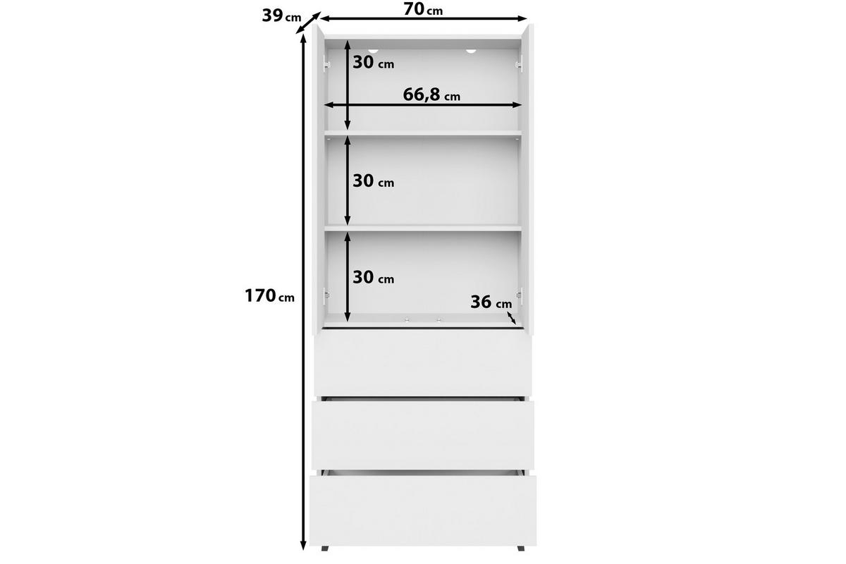 HIGHBOARD  70/170/39 cm 3 Schublade(n)  - Kaschmir/Schwarz, Design, Holzwerkstoff/Kunststoff (70/170/39cm) - P & B