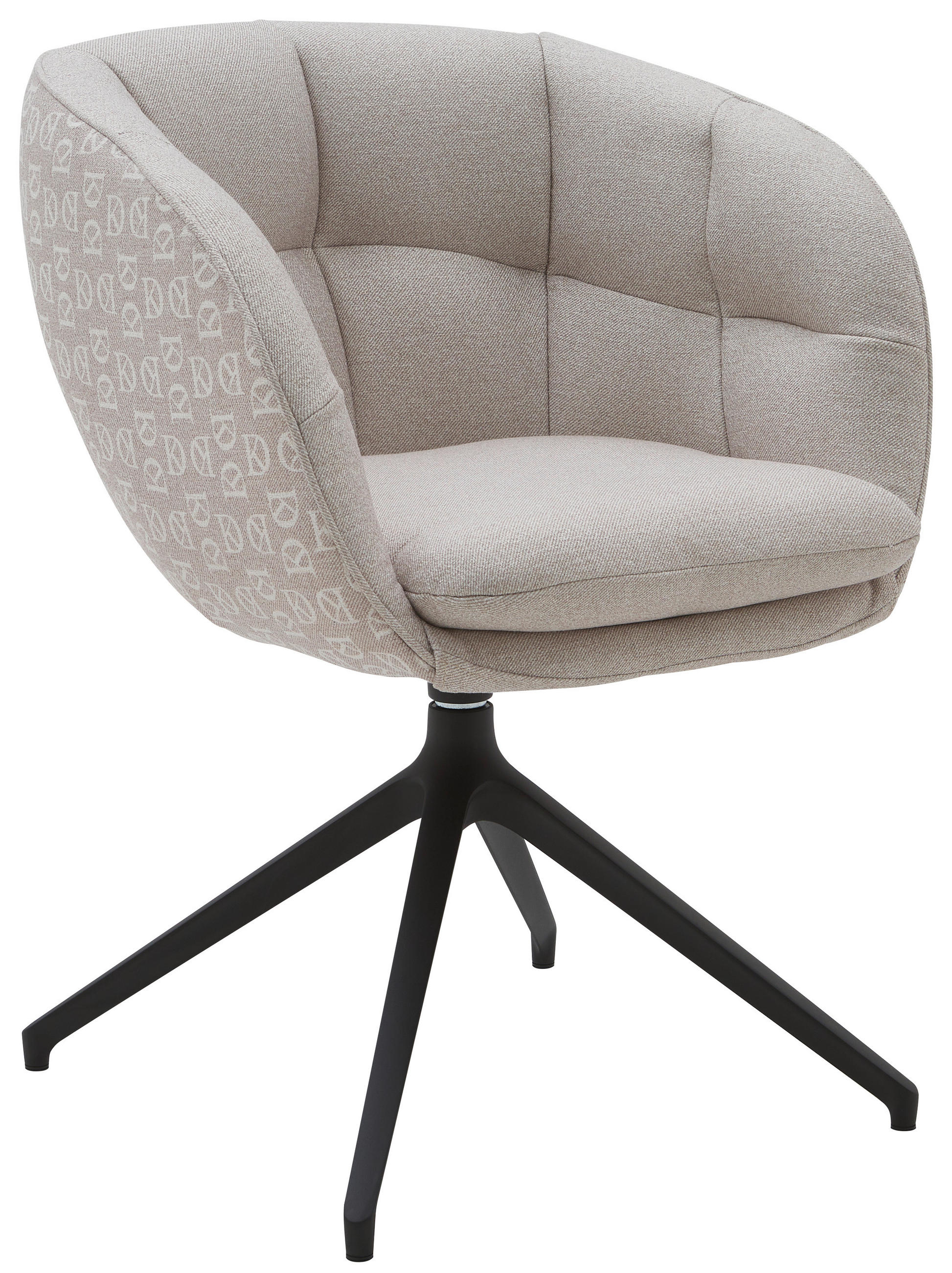 ARMLEHNSTUHL  Beinauswahl, Sitzfläche 360° drehbar, Stoff-/Lederauswahl Jacquard  Sandfarben  - Sandfarben/Schwarz, Design, Textil/Metall (62/81/63cm) - Dieter Knoll