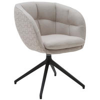 ARMLEHNSTUHL  Beinauswahl, Sitzfläche 360° drehbar, Stoff-/Lederauswahl Jacquard  Sandfarben  - Sandfarben/Schwarz, Design, Textil/Metall (62/81/63cm) - Dieter Knoll