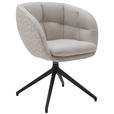 ARMLEHNSTUHL  Beinauswahl, Sitzfläche 360° drehbar, Stoff-/Lederauswahl Jacquard  Sandfarben  - Sandfarben/Schwarz, Design, Textil/Metall (62/81/63cm) - Dieter Knoll