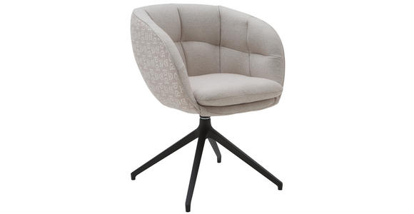 ARMLEHNSTUHL  Beinauswahl, Sitzfläche 360° drehbar, Stoff-/Lederauswahl Jacquard  Sandfarben  - Sandfarben/Schwarz, Design, Textil/Metall (62/81/63cm) - Dieter Knoll