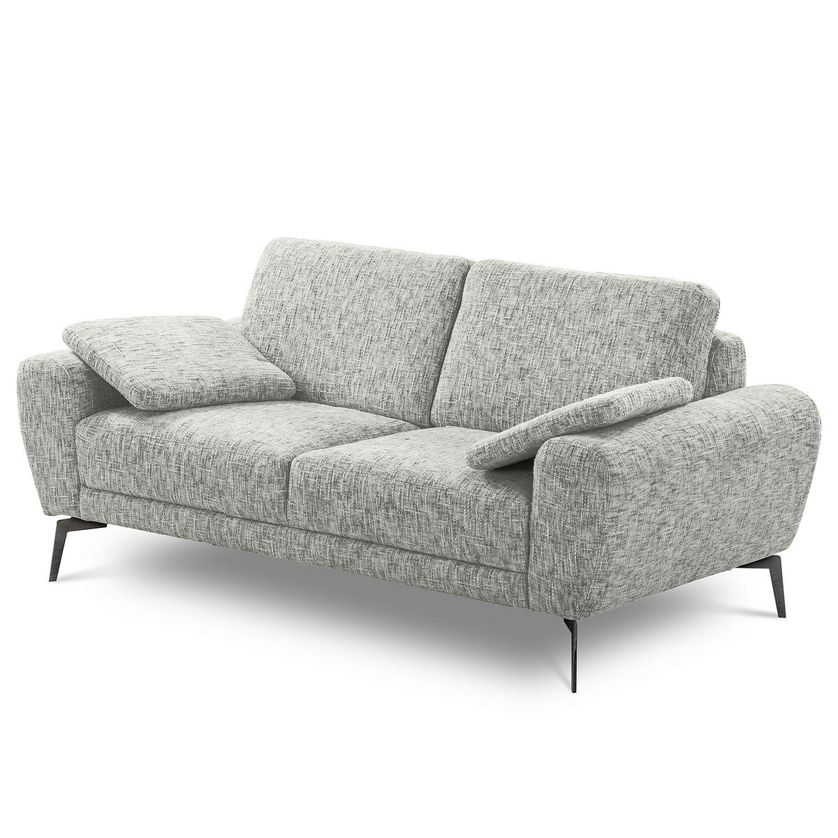 2-SITZER-SOFA Webstoff Grau  - Schwarz/Grau, Design, Textil/Metall (157/85/92cm) - Livetastic